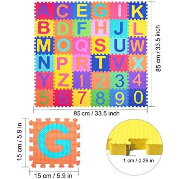 Kangler Kids Foam Puzzle Play Mat - Fun Learning with 36 Interlocking Tiles