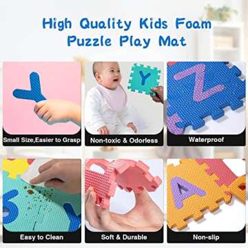 Kangler Kids Foam Puzzle Play Mat 36-Piece Interlocking Set