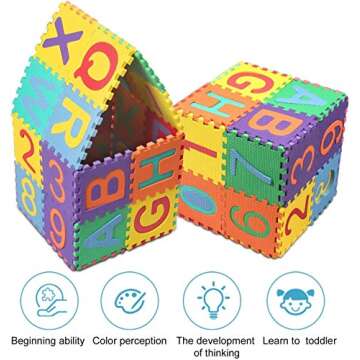 Kangler Kids Foam Puzzle Play Mat 36-Piece Interlocking Set