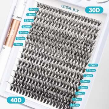 SISILILY 280pcs Lash Clusters Fluffy Cluster Eyelash Extensions 30D 40D Individual Lashes with Bond ...