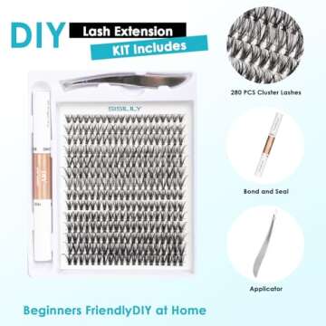 SISILILY 280pcs Lash Clusters Fluffy Cluster Eyelash Extensions 30D 40D Individual Lashes with Bond and Seal-Mega Cluster Lashes False Eyelashes with Eyelash Remover and Lash Tweezers D Curl-30D+40D