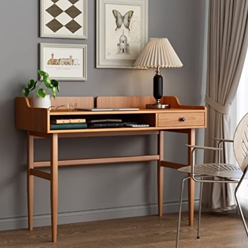 ukorua Vintage-Style Desk with Scandinavian Flair, Computer or Laptop Desk, Writing Desk with Drawer...