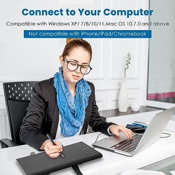 XOPPOX Graphics Tablet with 8192 Pressure Levels and No-Battery Pen