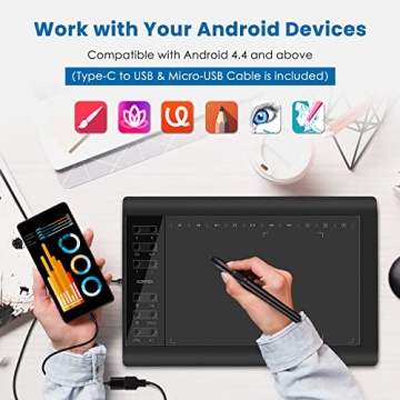 XOPPOX Graphics Tablet with 8192 Pressure Levels and No-Battery Pen