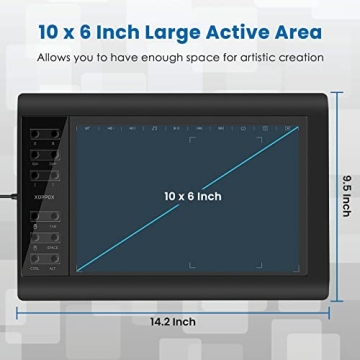 XOPPOX Graphics Tablet with 8192 Pressure Levels and No-Battery Pen