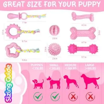Omivine Puppy Chew Toys for Teething Small Dogs, 8 Pack Puppy Toys for Teething Treat Interactive to Keep Them Busy, Cute Pink Soft Durable Rubber Toy for Small Dogs, Girl Puppy Essentials