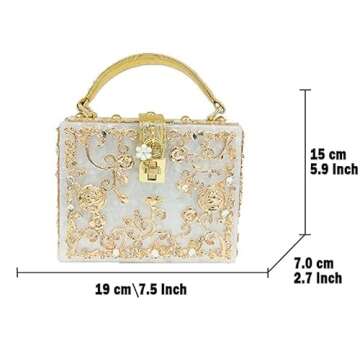 Boutique De FGG Acrylic & Flower Designer Shoulder Bag for Women Crossbody Bag Rhinestones Box Tote ...