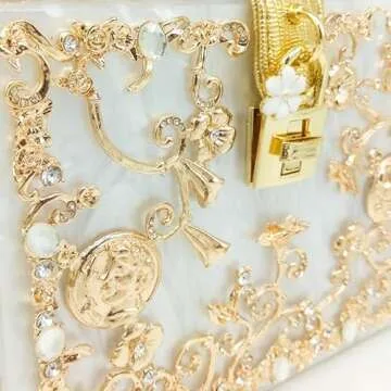 Elegant Acrylic & Flower Designer Handbag for Women