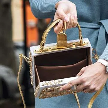 Elegant Acrylic & Flower Designer Handbag for Women