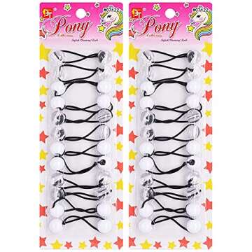 Beauty Town 24 Count Hair Ties, 16mm, Clear Assorted - Clear/White, for Girls Toddlers Kids, Long Lasting & Non-Breakable, Fashionable Hair Accessories