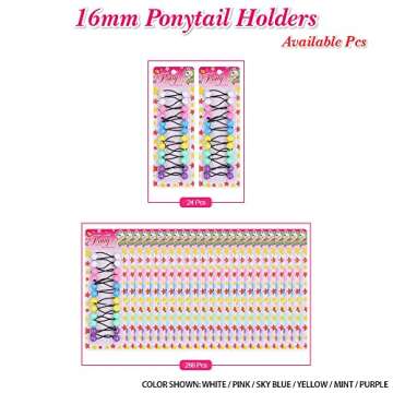 Beauty Town 24 Count Hair Ties, 16mm, Clear Assorted - Clear/White, for Girls Toddlers Kids, Long Lasting & Non-Breakable, Fashionable Hair Accessories