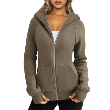 Trendy Queen Womens Zip Up Hoodies Fleece Jackets Oversized Sweatshirts Fall Fashion Outfits Sweater...