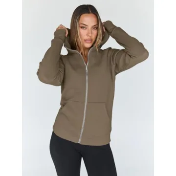 Trendy Queen Women's Zip Up Fleece Hoodie Jacket