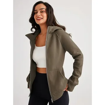 Trendy Queen Women's Zip Up Fleece Hoodie Jacket