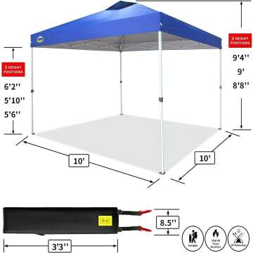 Crown Shades 10x10 Pop Up Tent with Easy Setup