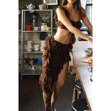 NUFIWI Y2K Ruffles Two Piece Set for Trendy Summer Fashion