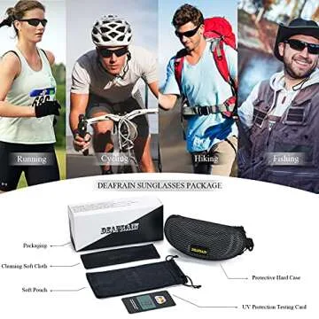 DEAFRAIN Polarized Sports Sunglasses for Men Women Sun Glasses Shades for Fishing Driving Cycling Running