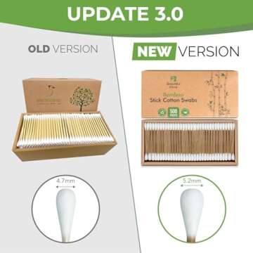 Beautiful Mind Bamboo Cotton Swabs for Ears – 500 Pack – Qtips with Carbonized Bamboo for Durabi...