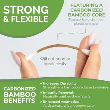 Beautiful Mind Bamboo Cotton Swabs for Ears – 500 Pack – Qtips with Carbonized Bamboo for Durability – Eco-Friendly, Biodegradable & Vegan – 100% Organic Cotton Ear Swabs for Makeup