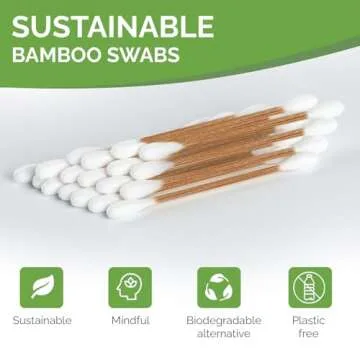 Beautiful Mind Bamboo Cotton Swabs for Ears – 500 Pack – Qtips with Carbonized Bamboo for Durability – Eco-Friendly, Biodegradable & Vegan – 100% Organic Cotton Ear Swabs for Makeup