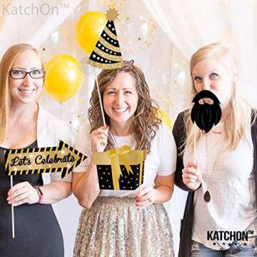KatchOn, New Years Photo Booth Props 2025 - Pack of 30 | Glitter New Years Eve Photo Booth Props 2025 for New Years Eve Party Supplies 2025 | NYE Party Favors 2025 for Happy New Years Decorations 2025