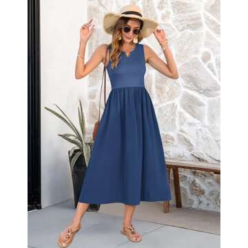 MOLERANI Sundress: Women's Summer Beach Casual Midi Dress with Pockets