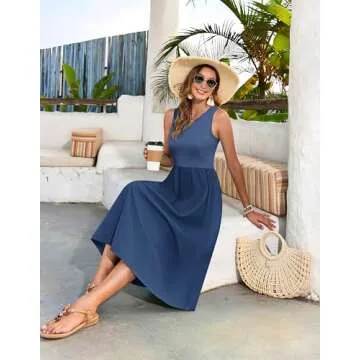 MOLERANI Women's Casual Midi Sundress with Pockets