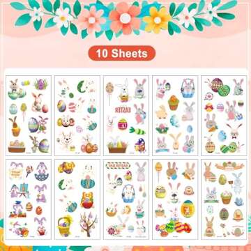 Easter Temporary Tattoos for Kids,Glow Easter Decorations Party Favors Supplies，Easter Basket Stuf...