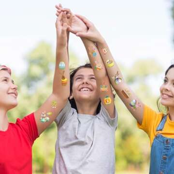 Easter Temporary Tattoos for Kids,Glow Easter Decorations Party Favors Supplies，Easter Basket Stuffers Hunt for teens girls babies adults