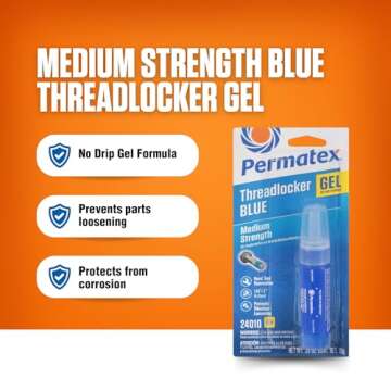 Permatex 24010 Medium Strength Threadlocker Blue Gel, 10 g Gel Twist Applicator