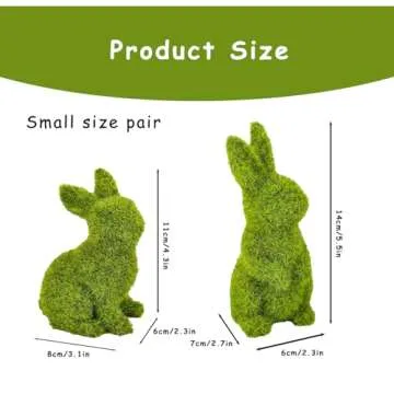 CynynYxy Easter Bunny Decor, 2pcs Flocked Bunny Moss Bunnies Spring Decor Resin Rabbit Figurines for...