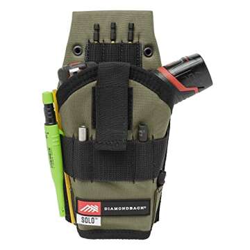 The Diamondback Solo Drill Driver Holster - Durable Drill Holster for Tool Belt - Tool Holster for Driver, Cordless Drill & Screw Guns - Dual-Sided Drill Holder for Tool Belt, 9.5X 2.5 x11.5 (Green)