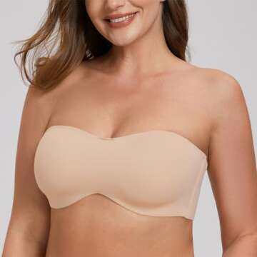 MELENECA Women's Strapless Bra for Large Bust Minimizer Unlined Bandeau with Underwire Pale Nude 40D
