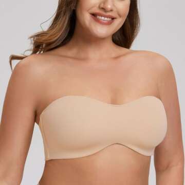 MELENECA Women's Strapless Bra for Large Bust Minimizer Unlined Bandeau with Underwire Pale Nude 40D