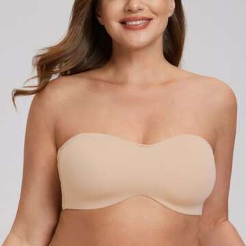 MELENECA Women's Strapless Bra for Large Bust Minimizer Unlined Bandeau with Underwire Pale Nude 40D