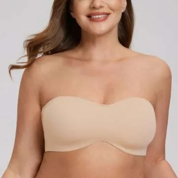 MELENECA Women's Strapless Bra for Large Bust Minimizer Unlined Bandeau with Underwire Pale Nude 40D