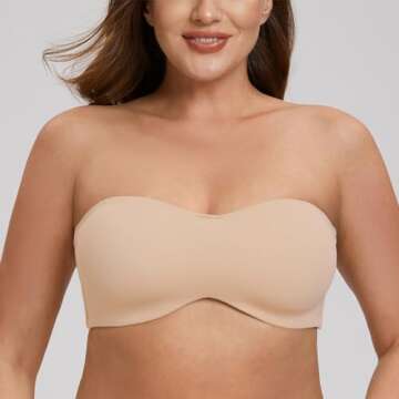 MELENECA Women's Strapless Bra for Large Bust Minimizer Unlined Bandeau with Underwire Pale Nude 40D