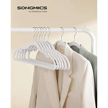 SONGMICS Velvet Hangers 50 Pack, Non-Slip Clothes Hangers, Suit Hangers with Shoulder Notches, Pants...