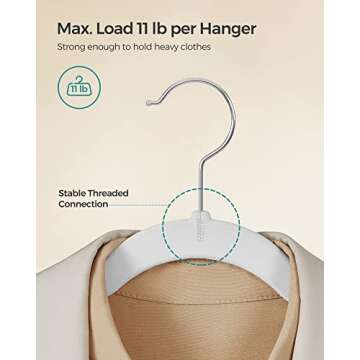 SONGMICS Velvet Hangers 50 Pack, Non-Slip Clothes Hangers, Suit Hangers with Shoulder Notches, Pants Bar, 360° Swivel Hook, Space-Saving, for Closet, Cloud White UCRF029W05