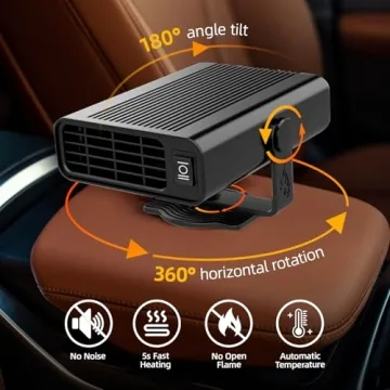 JILOUR 12V Car Heater Fast Heating 2-in-1 Cooling Fan
