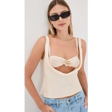 Lioness Women's Delilah Top, Ivory, Off White, XXXL