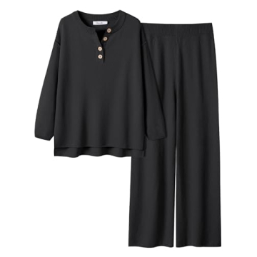 ANRABESS Women 2 Piece Outfits Oversized Loose Waffle Knit Sweater Set 2024 Fall Trendy Matching Lou...