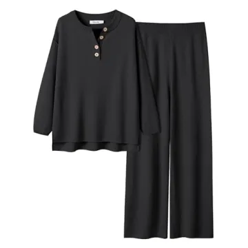 ANRABESS Women 2 Piece Outfits Oversized Loose Waffle Knit Sweater Set 2024 Fall Trendy Matching Lou...