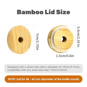 Bamboo Mason Jar Lids with Straw Hole for Eco-Friendly Living
