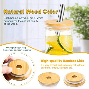 Bamboo Mason Jar Lids with Straw Hole for Eco-Friendly Living