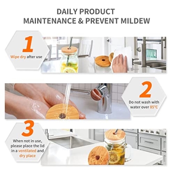 Bamboo Mason Jar Lids with Straw Hole for Eco-Friendly Living
