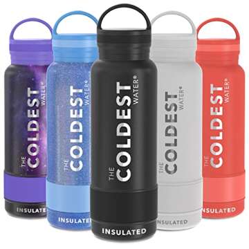Coldest Insulated Water Bottle with Handle Lid | Leak Proof, Insulated Modern Stainless Steel, Tripl...