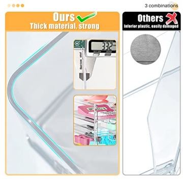 Acrylic 3 Pack Desk Organizers and Accessories, Makeup Organizer Storage With 15 Drawers, Desk Organizers, Clear Desk Accessories, Dustproof Drawer Organizer and Storage for Make Up, Jewelry, DIY Pen