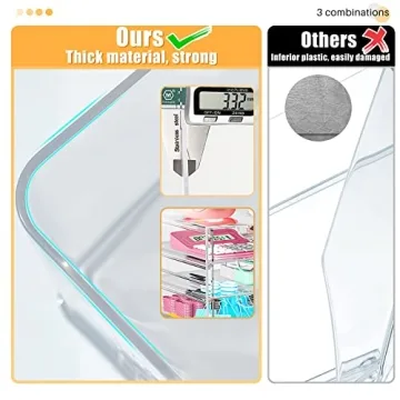 Acrylic 3 Pack Desk Organizers and Accessories, Makeup Organizer Storage With 15 Drawers, Desk Organizers, Clear Desk Accessories, Dustproof Drawer Organizer and Storage for Make Up, Jewelry, DIY Pen
