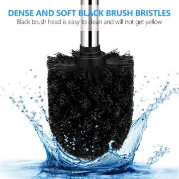 nacena Toilet Brush, Toilet Bowl Brush and Holder Compact Size Toilet Brushes for Bathroom with 304 Stainless Steel Handle Toilet Cleaner Brush with Durable Scrubbing Bristles, Splash-Proof